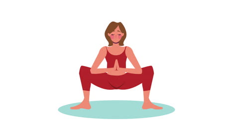 mujer practicando el yoga malasana