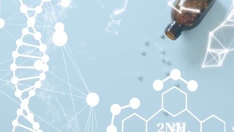 Animation-of-dna-strand-diagrams-over-pills