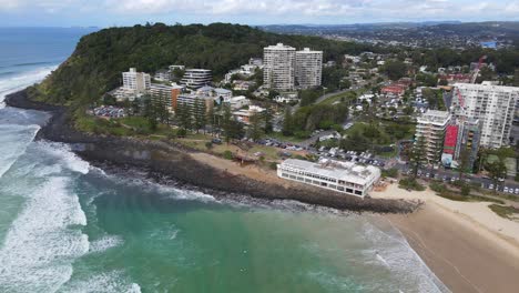 highrise buildings at the beachfront and headland of burleigh in the city of gold coast, australia