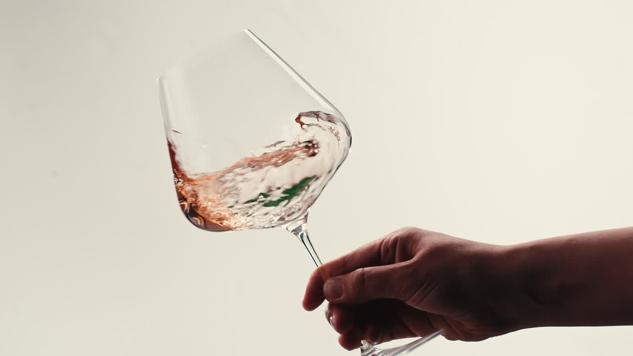 Orange or white wine bottle and glass against a sunset in a peaceful vineyard, pouring of ecological natural wine.