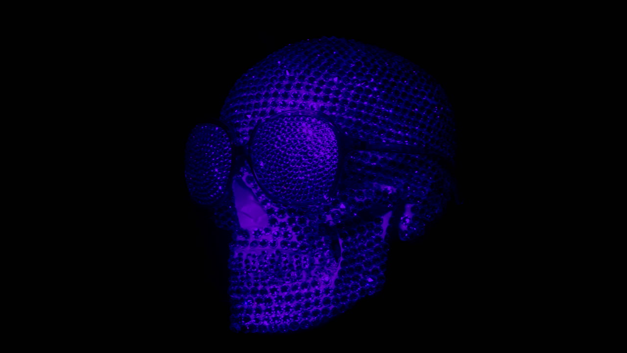 incredibile cranio ricoperto di diamanti con occhiali da sole