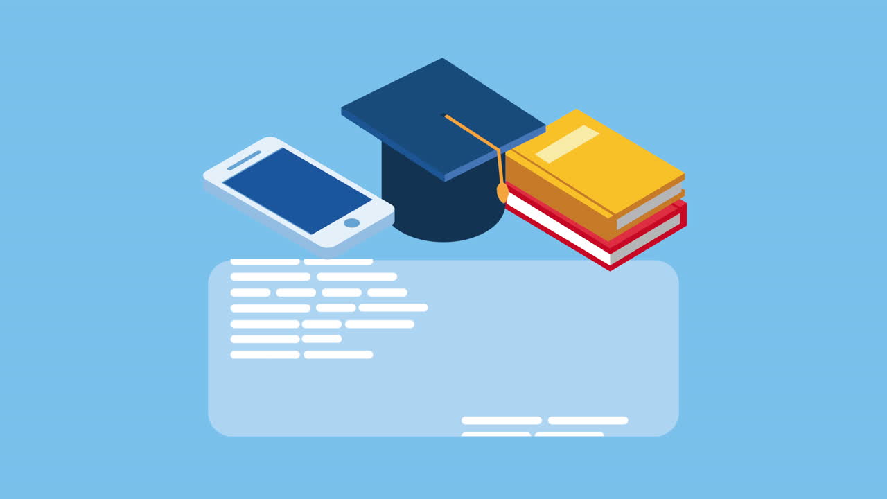 졸업 모자를 가진 온라인 교육 기술