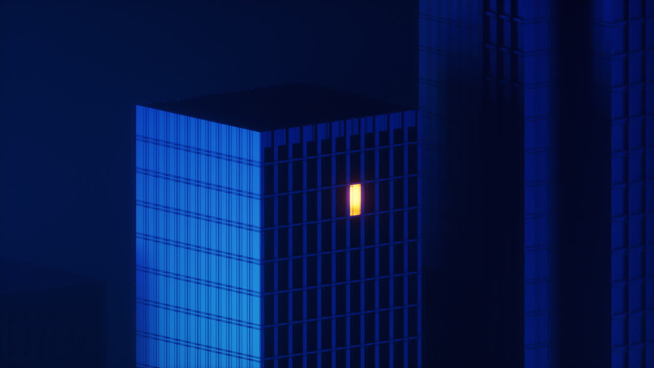 edificio urbano por la noche, edificio modular,3d renderización.