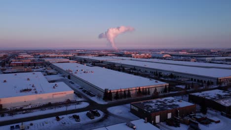 drone rising shot of the shepard energy centre in calgary