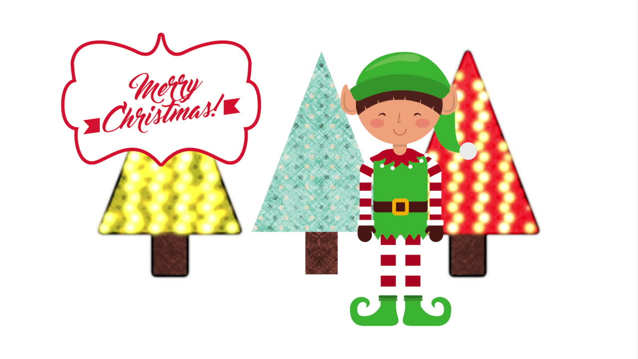 merry christmas animation with cute elf