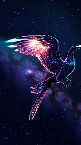 glowing bird on a cosmic tree