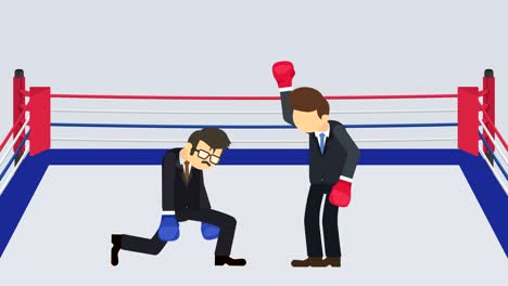 business man battle in boxing gloves. business competition concept. loop illustration in flat style.