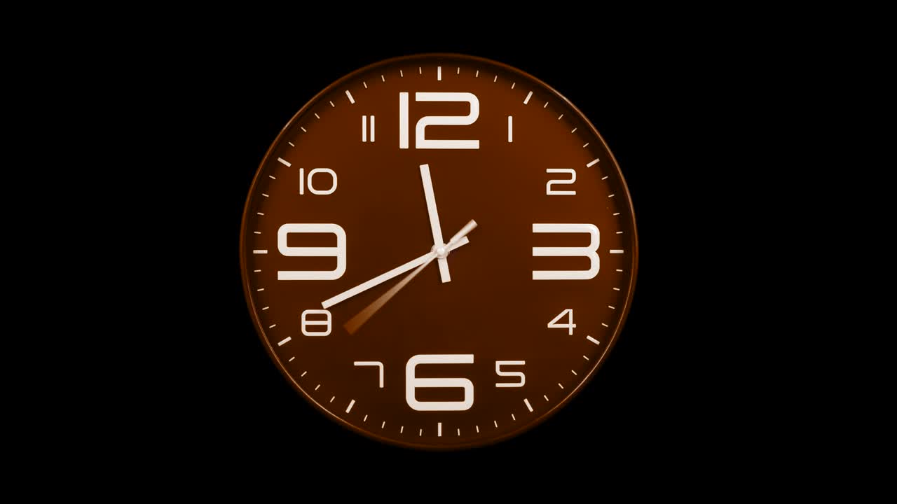 el reloj naranja moderno se mueve hacia adelante