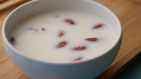 almond milk with almonds