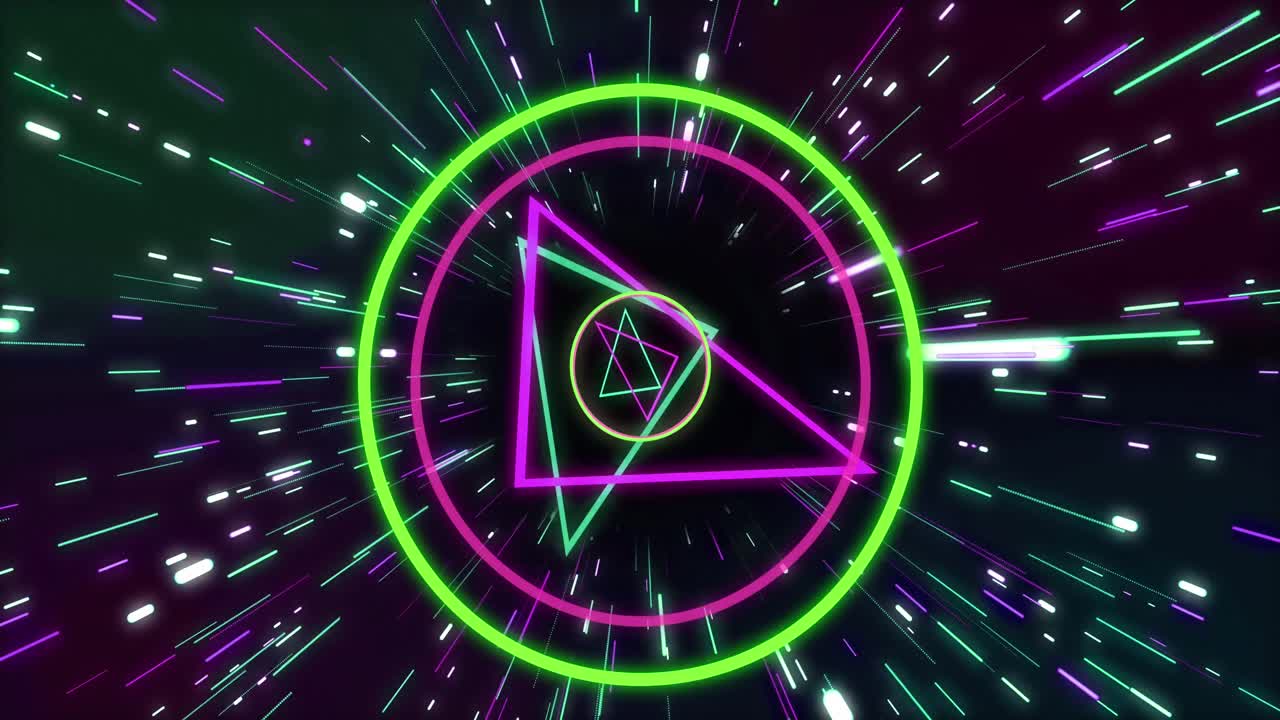 animación de formas de neón que se mueven sobre un fondo negro