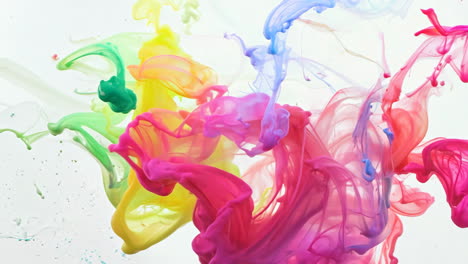 vibrant splash of colorful paint on white background