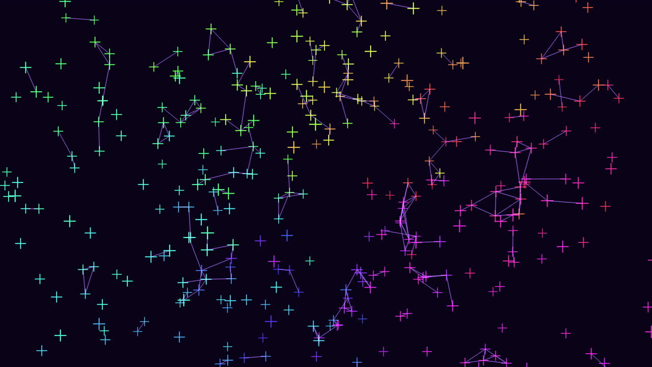 어두운 공간에서 미래의 십자가 연결된 선