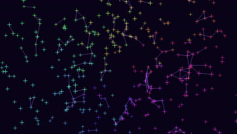 futuristic crosses connected lines in dark space