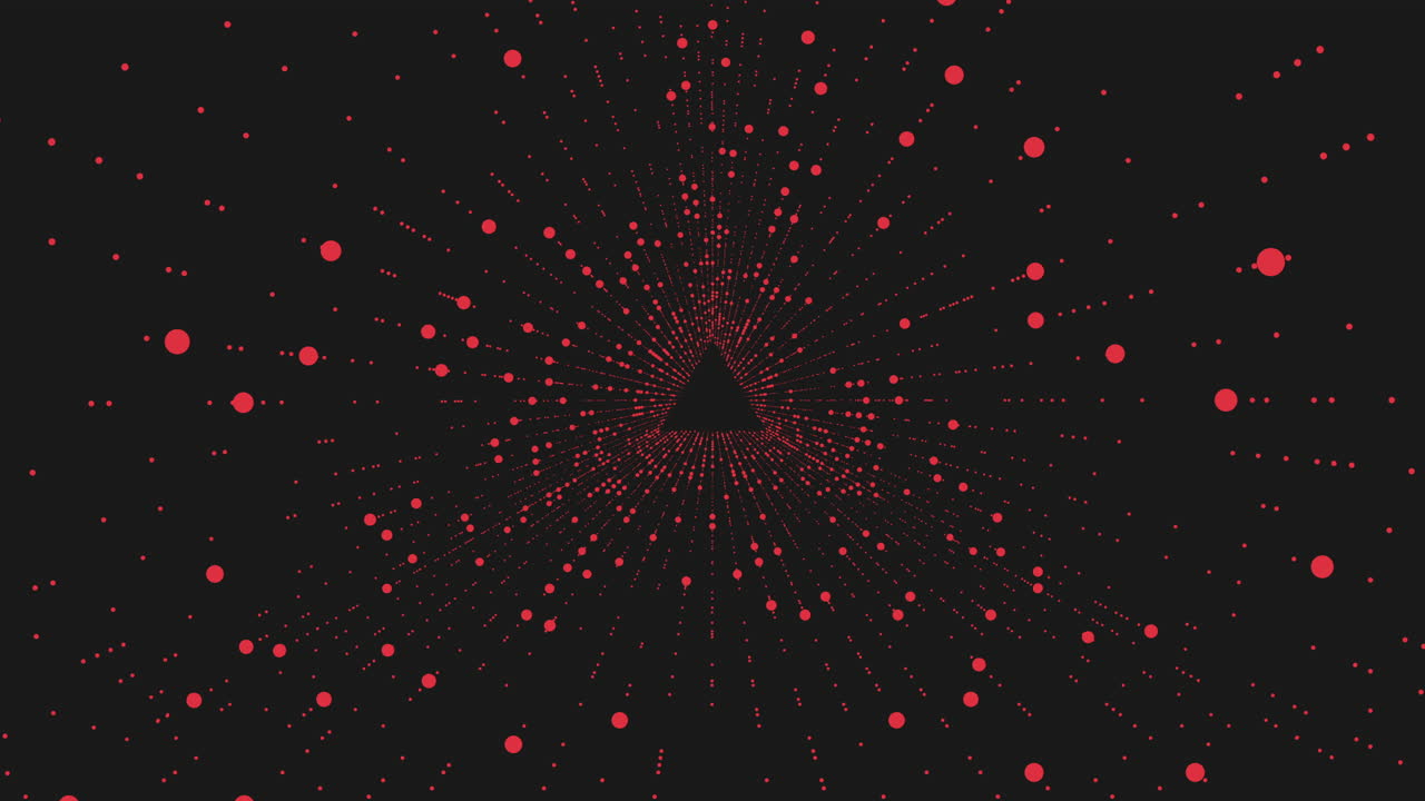 Abstract composition of red dots in circular arrangement on black background