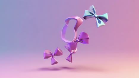 floating pastel bows and heart shapes on a gradient background