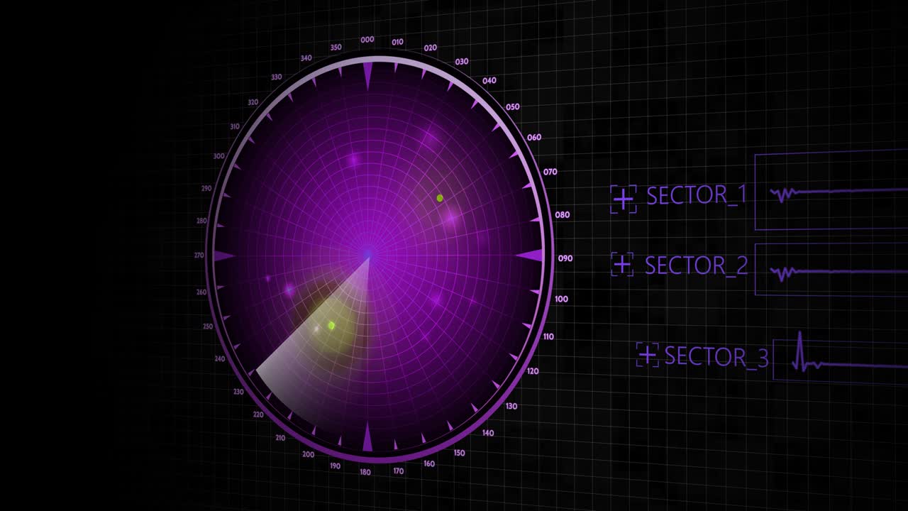 búsqueda de escáner de radar para aviones y barcos enemigos. vista en 3d de escaneo de radar con resolución de 4k.