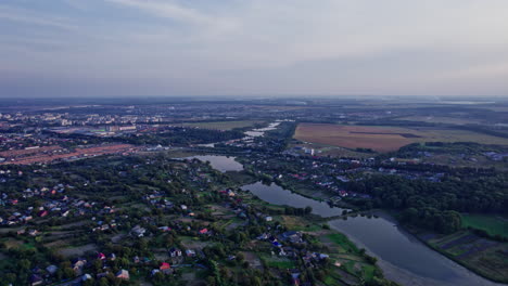 aerial view of small town located in ukraine showing luxurious houses