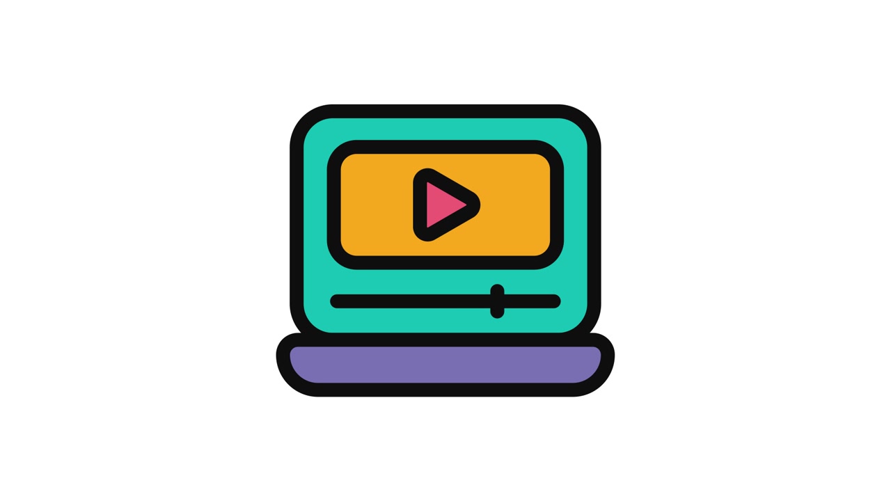 Digital Video Player Icon with Play and Pause Animation