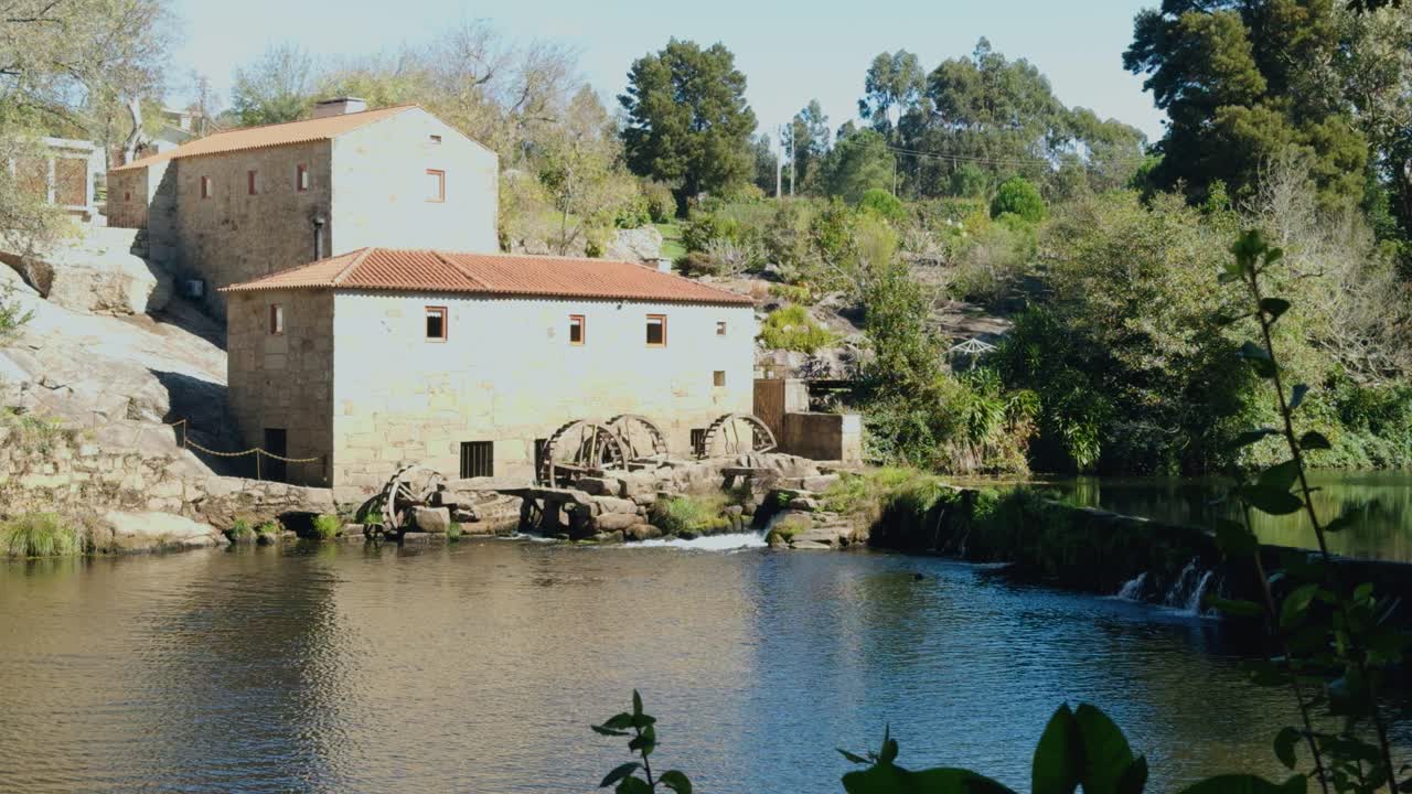 Close up from the biggest watermill on the Cavado river in north Portugal