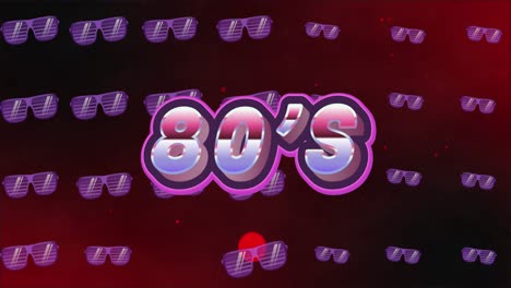 animation of 80s text over sunglasses icons