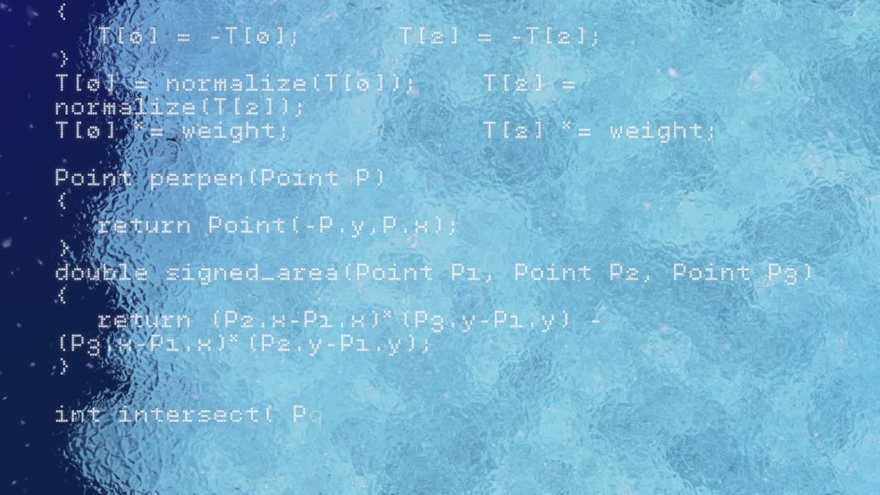 Animation of computer code over navy background with blue shade