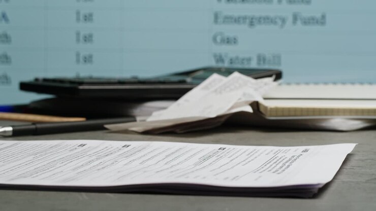 Stack of Financial Documents Placed on a Desk