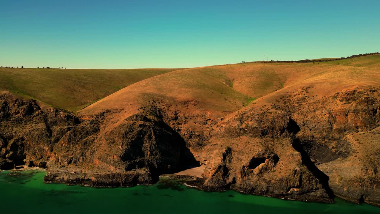Aerial view of seascape along the vast beach on the South Coast during summer