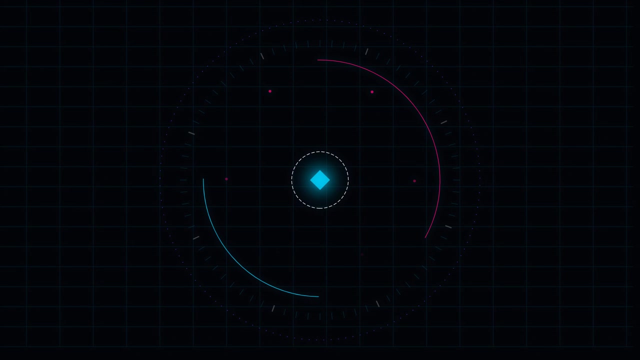 Abstract Digital HUD Interface with Rotating Circular Elements