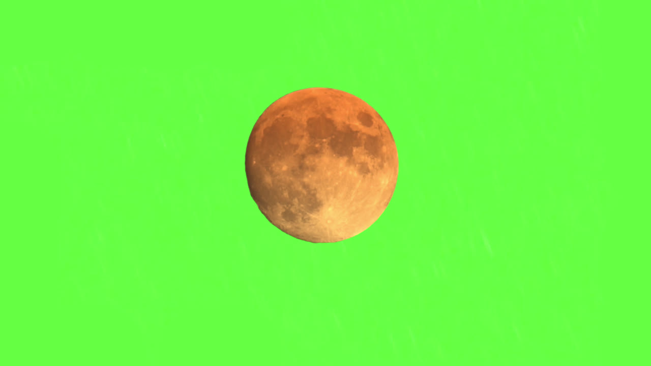 Isolated Full Moon Graphic On Green Screen Background, Lunar Eclipse