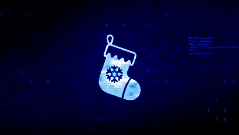 pictograma de medias de navidad símbolo de calcetín ruido de píxeles digital animación de error.