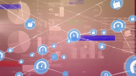 Animation-of-graphical-speedometer-connecting-with-padlocks-and-data-processing-with-graphs