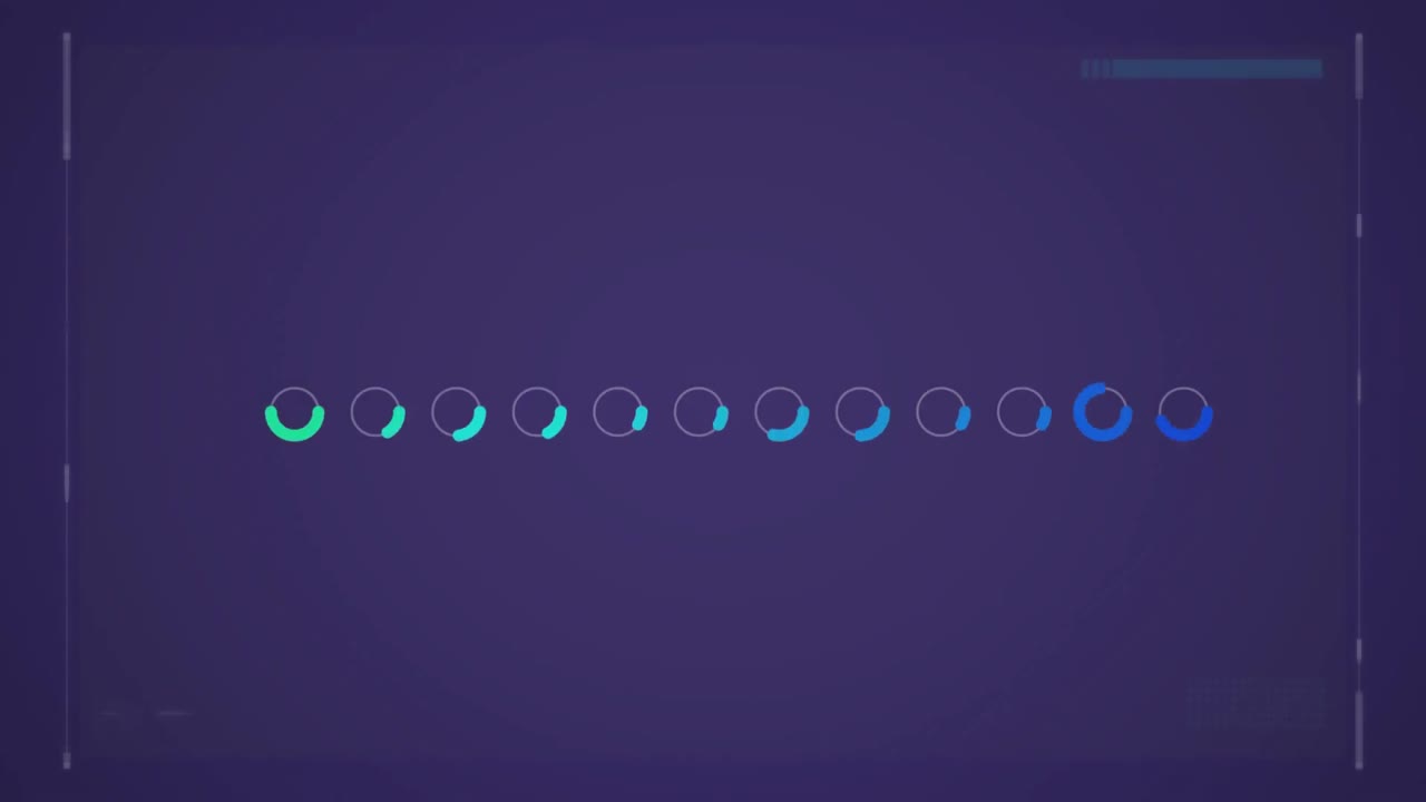 fila de contornos circulares llenos de azules y verdes