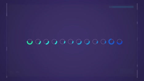 fila de contornos circulares llenos de azules y verdes