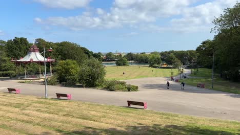 south shields victorian park with a mini train local art trail, plus a cafe, playground boating lake