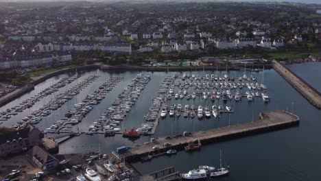 aerial view of bangor harbour and town on a sunny day, county down, northern ireland