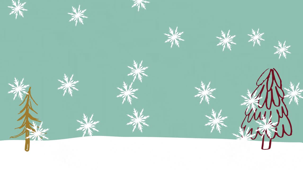 animación de la nieve cayendo sobre el paisaje de invierno de navidad