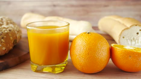 healthy breakfast with orange juice and bread