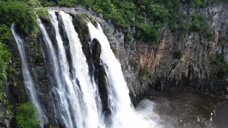 drone footage of the niagara falls at the reunion island