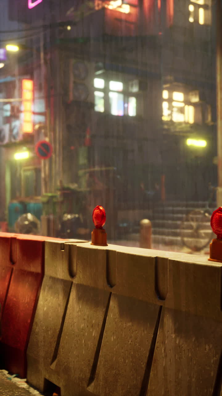 도시의 비가 오는 밤