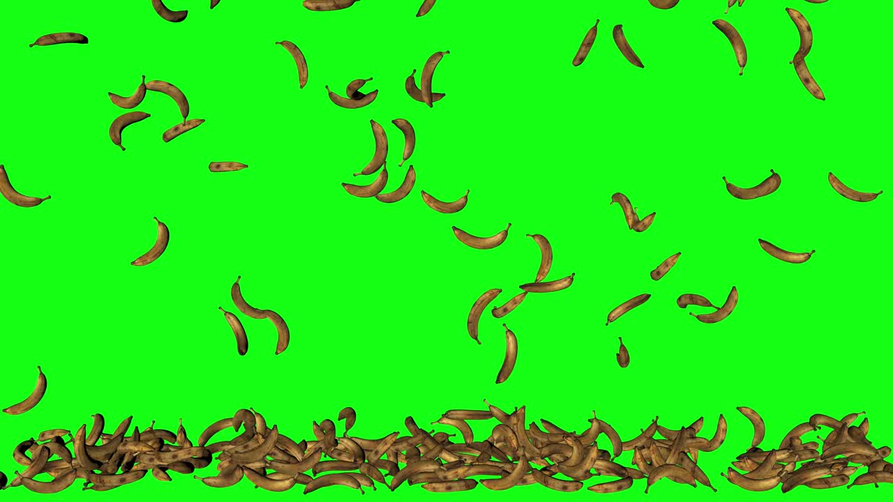 зеленый экран фрукты бананы падают сложенные анимация хрома ключ 3d