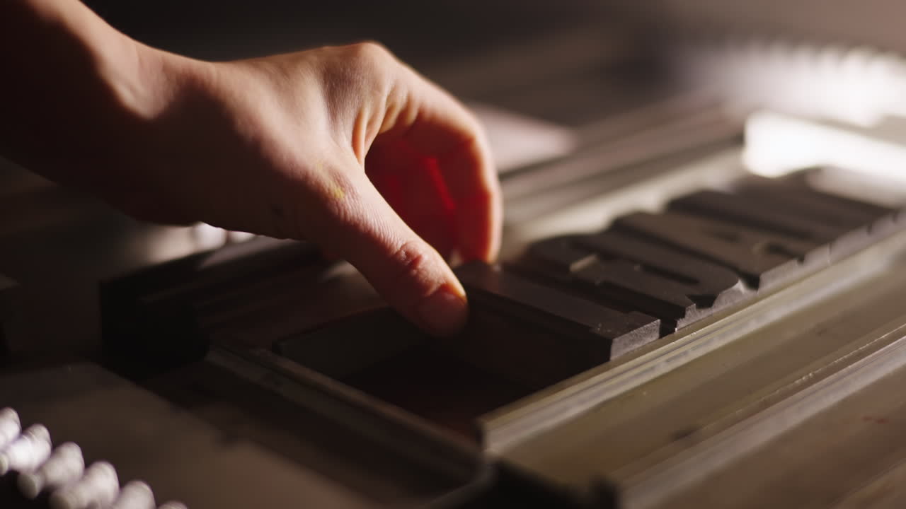Hand Setting Type in a Letterpress Printing Machine