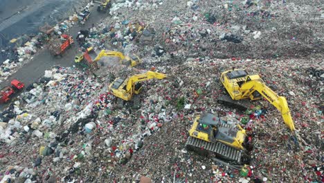 garbage dump with heavy machinery