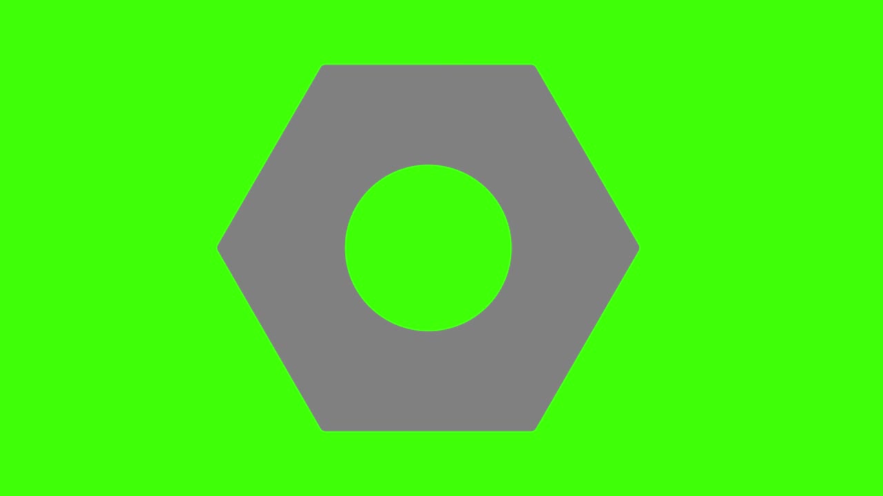 2D animated illustration of a screw nut on a green screen