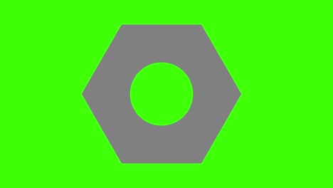2d animated illustration of a screw nut on a green screen