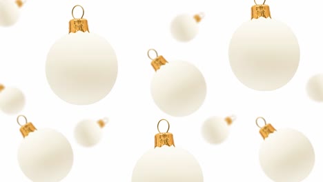 una corriente de vidrio blanco juguete de árbol de navidad de diferentes diámetros en un fondo de color blanco. imágenes 4k uhd. diseño futurista, diseño de movimiento animación. diseño de arte pop, creatividad dulces de navidad concepto de comida