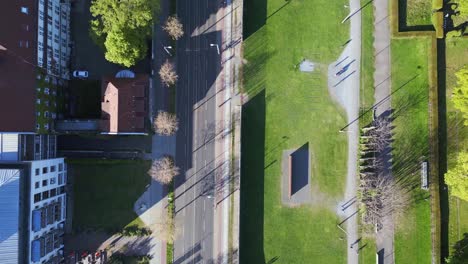 Amazing-aerial-top-view-flight-Berlin-Wall-Memorial-Border-crossing-zone,-city-district-Mitte,-Germany-spring-2023