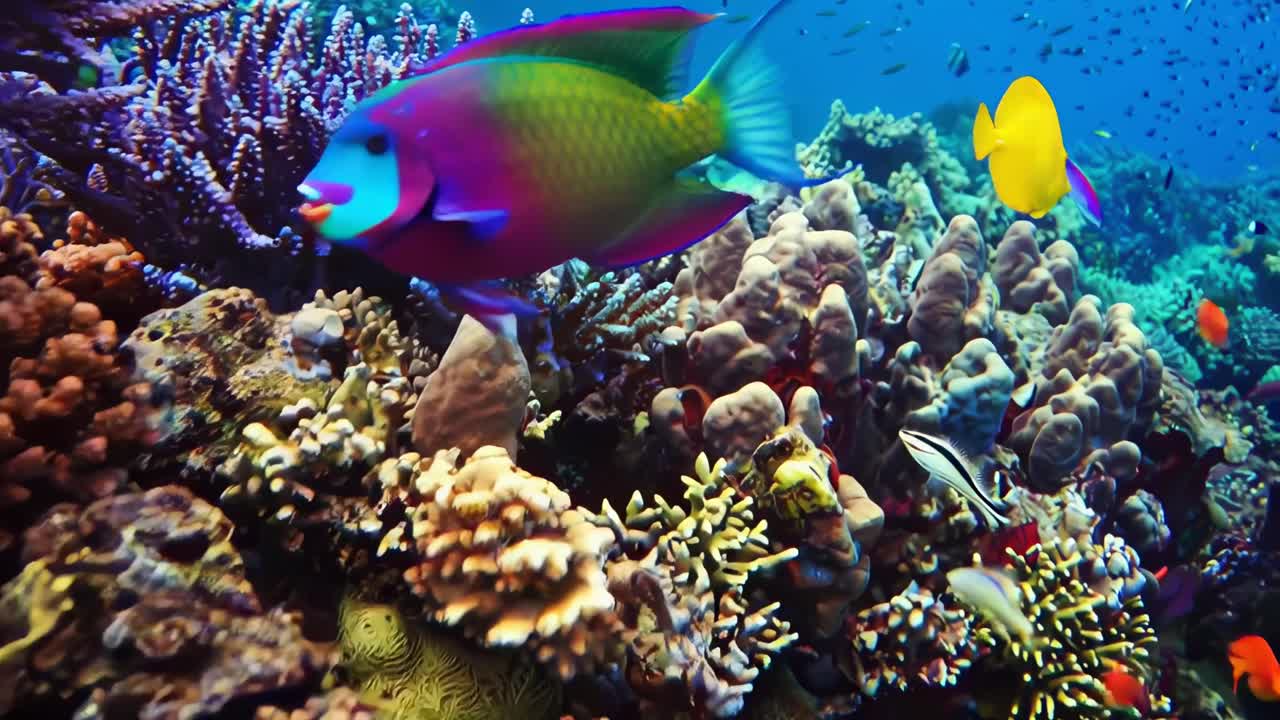 Colorful Tropical Fish Swimming in a Vibrant Coral Reef