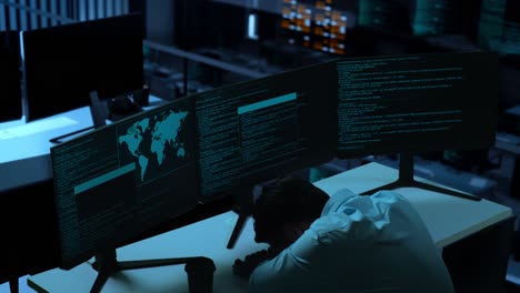 tired programmer at night
