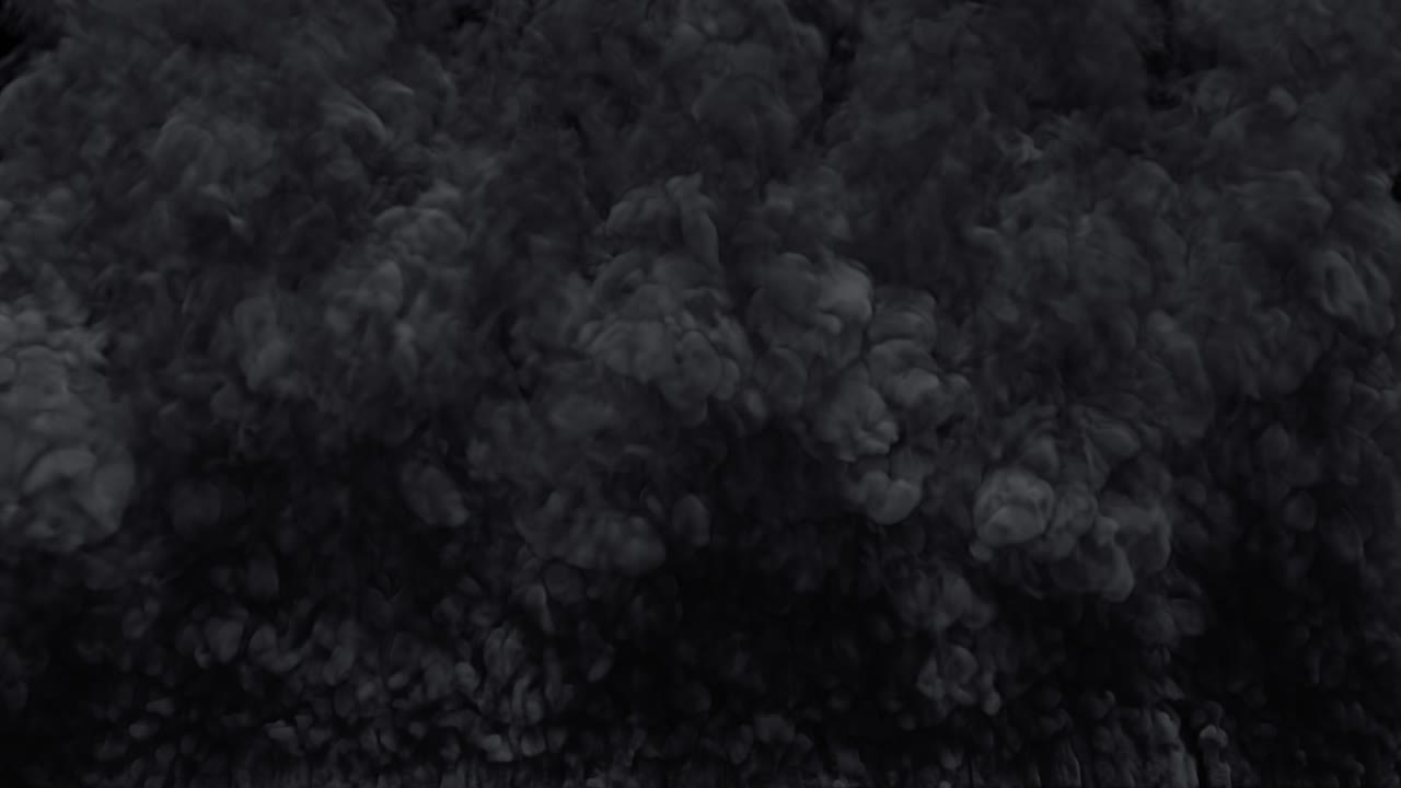 Ominous Dark Smoke Cloud Moving Slowly on Black Background