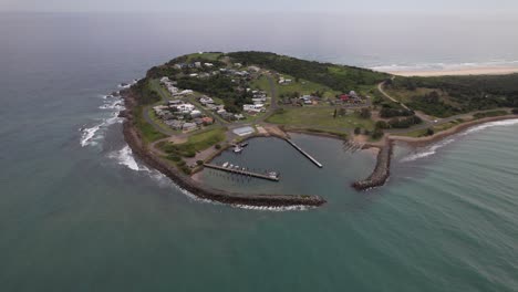 aerial view of crowdy head in new south wales, australia - drone shot
